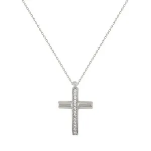 Γυναικείο λευκόχρυσο κολιέ σταυρός K746L