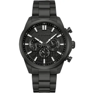 Ανδρικό ρολόι POLICE PEWJK0021003M από ανοξείδωτο ατσάλι με μαύρο καντράν και μαύρο μπρασελέ.