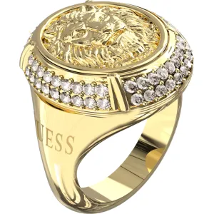 GUESS STEEL LIONESS QUEEN JUBR06192JWYG56 Δαχτυλίδι Χρυσό Με Λιοντάρι Με Πέτρες