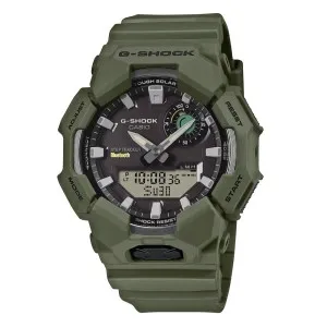 Ρολόι CASIO GA-B010-3AER G-Shock Bluetooth με ψηφιακό καντράν και χακί καουτσούκ λουράκι.