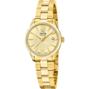 Γυναικείο ρολόι JAGUAR J1047/2 από ανοξείδωτο ατσάλι με χρυσό καντράν και χρυσό μπρασελέ.