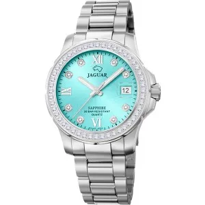Γυναικείο ρολόι Jaguar J892/6 Executive Dame από ανοξείδωτο ατσάλι με γαλάζιο καντράν και ασημί μπρασελέ.