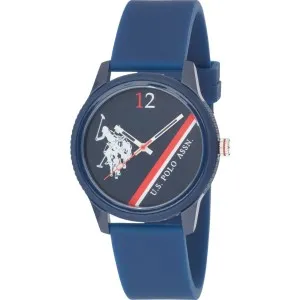 Γυναικείο ρολόι U. S. Polo Assn. USP7306BL με μπλε καντράν και μπλε δερμάτινο λουράκι.