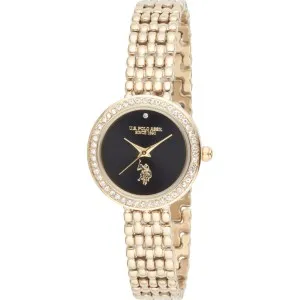 Γυναικείο ρολόι U. S. Polo Assn. USP8433BK Harmony με μαύρο καντράν και χρυσό μπρασελέ.