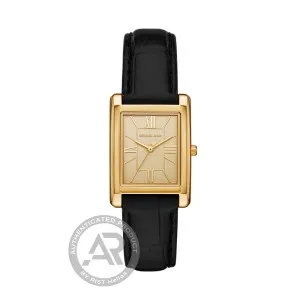 Γυναικείο ρολόι Michael Kors MK4965 Essex από ανοξείδωτο ατσάλι με χρυσό καντράν και μαύρο λουράκι