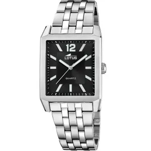 Ρολόι LOTUS L18983/1 από ανοξείδωτο ατσάλι με μαύρο καντράν και μπρασελέ.