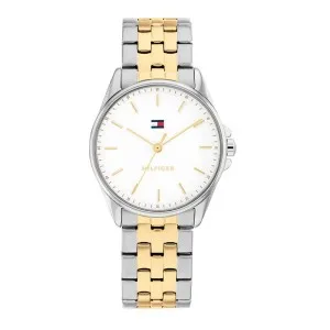 Γυναικείο ρολόι Tommy Hilfiger 1782855 από ανοξείδωτο ατσάλι με λευκό καντράν και ασημί-χρυσό μπρασελέ.