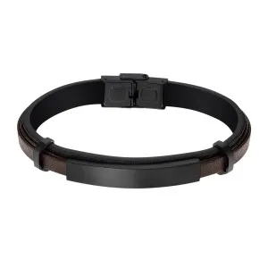 Ανδρικό Βραχιόλι LOTUS LS2401-2/2 από ανοξείδωτο ατσάλι και καφέ δέρμα.