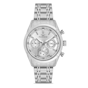 Ανδρικό ρολόι FERRO FM40152A-A με ασημί καντράν και μπρασελέ.