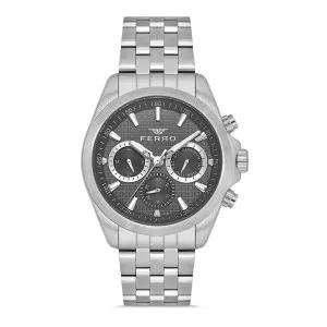 Ανδρικό ρολόι FERRO FM40158A-A4 με γκρι καντράν και μπρασελέ.
