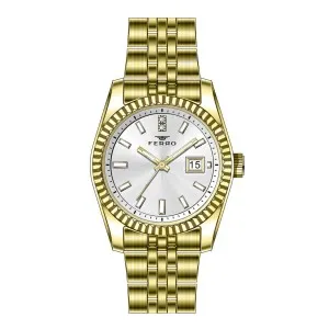 Γυναικείο ρολόι Ferro FL21781AWT-B με ασημί καντράν και μπρασελέ.