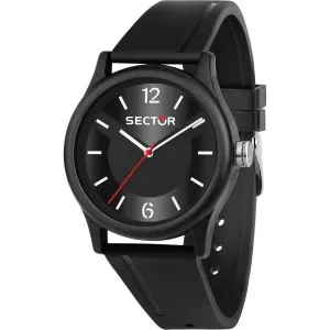 Ρολόι SECTOR EX-Q R3251203002 από ανοξείδωτο ατσάλι με μαύρο καντράν και μαύρο καουτσούκ λουράκι.