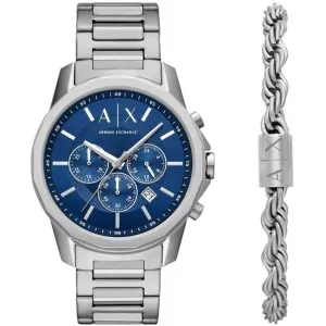 Ανδρικό Ρολόι Armani Exchange AX7176SET Banks από ανοξείδωτο ατσάλι με μπλε καντράν και μπρασελέ.