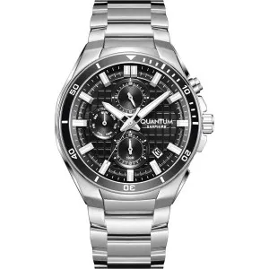 Ανδρικό ρολόι QUANTUM PWG1227.350 POWERTECH από ανοξείδωτο ατσάλι με μαύρο καντράν και μπρασελέ.