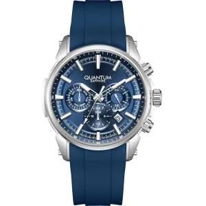 Ανδρικό ρολόι QUANTUM PWG1220.390 Powertech από ανοξείδωτο ατσάλι με μπλε καντράν και μπλε καουτσούκ λουράκι.