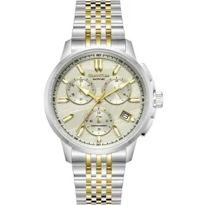 Ανδρικό ρολόι QUANTUM PWG1214.260 POWERTECH από ανοξείδωτο ατσάλι με χρυσό καντράν και μπρασελέ.