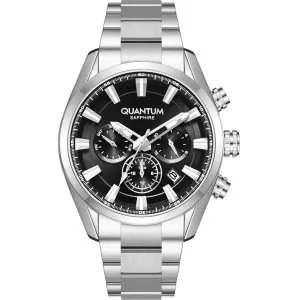 Ανδρικό ρολόι QUANTUM ADG1219.350 ADRENALINE από ανοξείδωτο ατσάλι με μαύρο καντράν και ασημί μπρασελέ.
