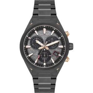 Ανδρικό ρολόι QUANTUM HNG1172.640 HUNTER από ανοξείδωτο ατσάλι με γκρι καντράν και μαύρο μπρασελέ.