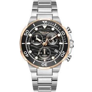 Ανδρικό ρολόι QUANTUM HNG1150.550 HUNTER από ανοξείδωτο ατσάλι με μαύρο καντράν και ασημί μπρασελέ.