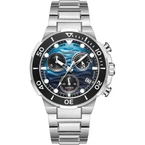 Ανδρικό ρολόι QUANTUM HNG1150.300 HUNTER από ανοξείδωτο ατσάλι με μπλε καντράν και ασημί μπρασελέ.