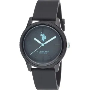 Ανδρικό ρολόι U. S. Polo Assn. USP7303BK Simon με μαύρο καντράν και μαύρο καουτσούκ λουράκι.
