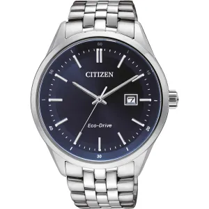 Ανδρικό ρολόι CITIZEN BM7251-53L Eco-Drive Sports από ανοξείδωτο ατσάλι με μπλε καντράν και ασημί μπρασελέ.