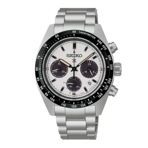 Ρολόι SEIKO Prospex Speedtimer SSC961P1 από ανοξείδωτο ατσάλι με λευκό καντράν και μπρασελέ.