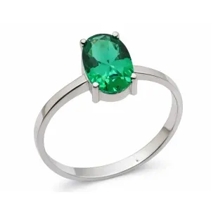 Λευκόχρυσο  γυναικείο δαχτυλίδι με πράσινη  πέτρα RB777