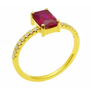 Χρυσό γυναικείο δαχτυλίδι με κόκκινη   πέτρα RC780
