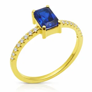 Χρυσό γυναικείο δαχτυλίδι με μπλε πέτρα R780