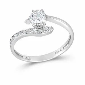 Λευκόχρυσο γυναικείο μονόπετρο δαχτυλίδι  RN11048L