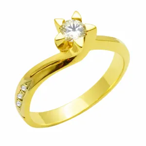 Χρυσό μονόπετρο δαχτυλίδι  R537
