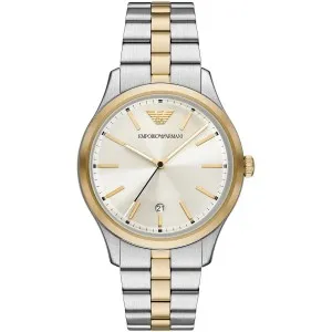 Ανδρικό ρολόι Emporio ARMANI AR11735 Dario Chronograph από ανοξείδωτο ατσάλι με μπεζ καντράν και μπρασελέ.