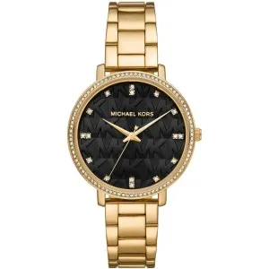 Ρολόι Michael Kors MK4916 Pyper από ανοξείδωτο ατσάλι με μαύρο καντράν και χρυσό μπρασελέ.