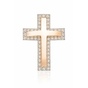 Σταυρός Ροζ Χρυσός-Λευκόχρυσος CR-000218RGW Facad'oro 14καρατίων