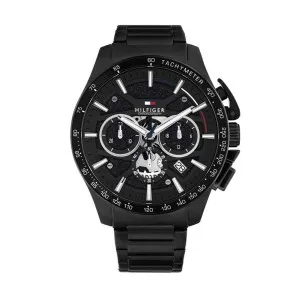 Ανδρικό ρολόι Tommy Hilfiger 1792262 από ανοξείδωτο ατσάλι με μαύρο καντράν και μπρασελέ.