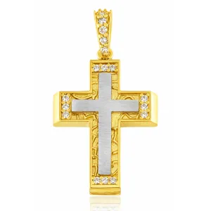 Σταυρός Χρυσός-Λευκόχρυσος CR-000821GW Facad'oro 14καρατίων