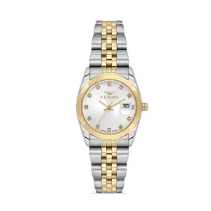 Γυναικείο ρολόι FERRO FL21519AWT-D με ασημί καντράν και μπρασελέ.