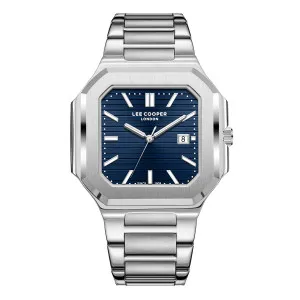 Ανδρικό ρολόι LEE COOPER LC08269.390 με μπλε καντράν και ασημί μπρασελέ.