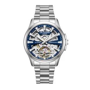 Ανδρικό ρολόι LEE COOPER LC08311.390 Automatic με skeleton καντράν και ασημί μπρασελέ.