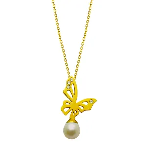 Χρυσό γυναικείο κολίε με μαργαριταρι 14 καρατίων R302