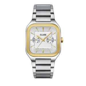 Ανδρικό ρολόι CLUSE CW26201 Quadrus Multifunction από ανοξείδωτο ατσάλι με ασημί καντράν και ασημί μπρασελέ.