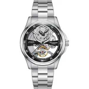 Ανδρικό ρολόι LEE COOPER LC08383.350 Automatic με skeleton καντράν και ασημί μπρασελέ.