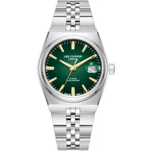Ανδρικό ρολόι LEE COOPER LC08397.370 με πράσινο καντράν και ασημί μπρασελέ.