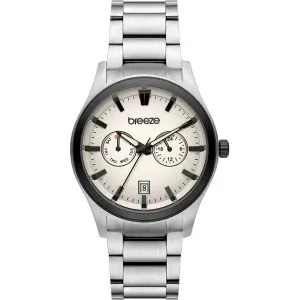Ανδρικό ρολόι BREEZE 712452.6 από ανοξείδωτο ατσάλι με λευκό καντράν και ασημί μπρασελέ.