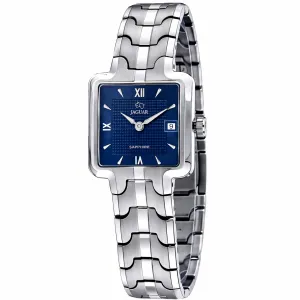 Γυναικείο ρολόι JAGUAR J434/2 από ανοξείδωτο ατσάλι με μπλε καντράν και ασημί μπρασελέ.