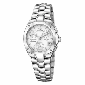 Ανδρικό ρολόι JAGUAR J293/2 από ανοξείδωτο ατσάλι με ασημί καντράν και μπρασελέ.