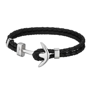 Ανδρικό βραχιόλι LOTUS LS1832-2/1 από ανοξείδωτο ατσάλι και μαύρο δέρμα.