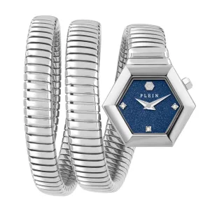 Ρολόι PHILIPP PLEIN PWZAA1126 SNAKE HEXAGON από ανοξείδωτο ατσάλι με μπλε καντράν και μπρασελέ.