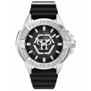 Ρολόι PHILIPP PLEIN PWBHA0126 MAJESTY με μαύρο καντράν και μαύρο καουτσούκ λουρ΄άκι.